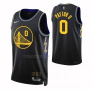 Camiseta Golden State Warriors Gary Payton II #0 Ciudad 2021-22 Negro